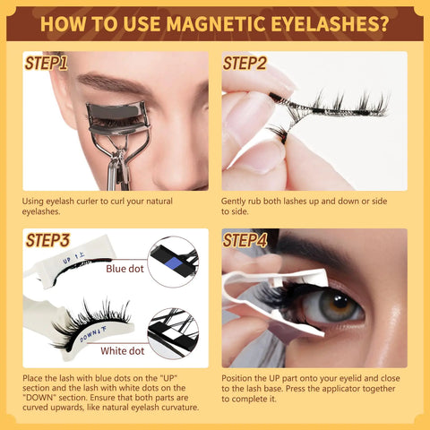 QUEWEL Magnetic Eyelashes Natural Look, 2 Pair Reusable Magnetic Eyelashes with Applicator, No Glue Needed Magnetic Eyelashes Magnetic Lashes Kit, Easy to Wear and Remove(Magnetic Eyelashes-A02) 0-Magnetic Eyelashes kit-A02