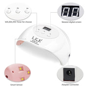 LKE UV LED Nail Lamp, Nail Dryer 72W Gel Nail Polish Curing Lamp UV Nail Lamp LED Nail Lamp for Gel Nail Polish Kit Nail Light Nail Art Accessories White (White)