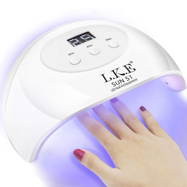 LKE UV LED Nail Lamp, Nail Dryer 72W Gel Nail Polish Curing Lamp UV Nail Lamp LED Nail Lamp for Gel Nail Polish Kit Nail Light Nail Art Accessories White (White)