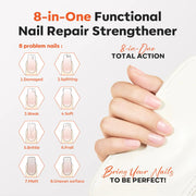 modelones Nail Strengthener, 8-in-One Nail Ridge Filler Base Coat Nail Polish Repair Nail Growth Treatment for Thin and Damaged Nails, Crystal Clear, 15ml